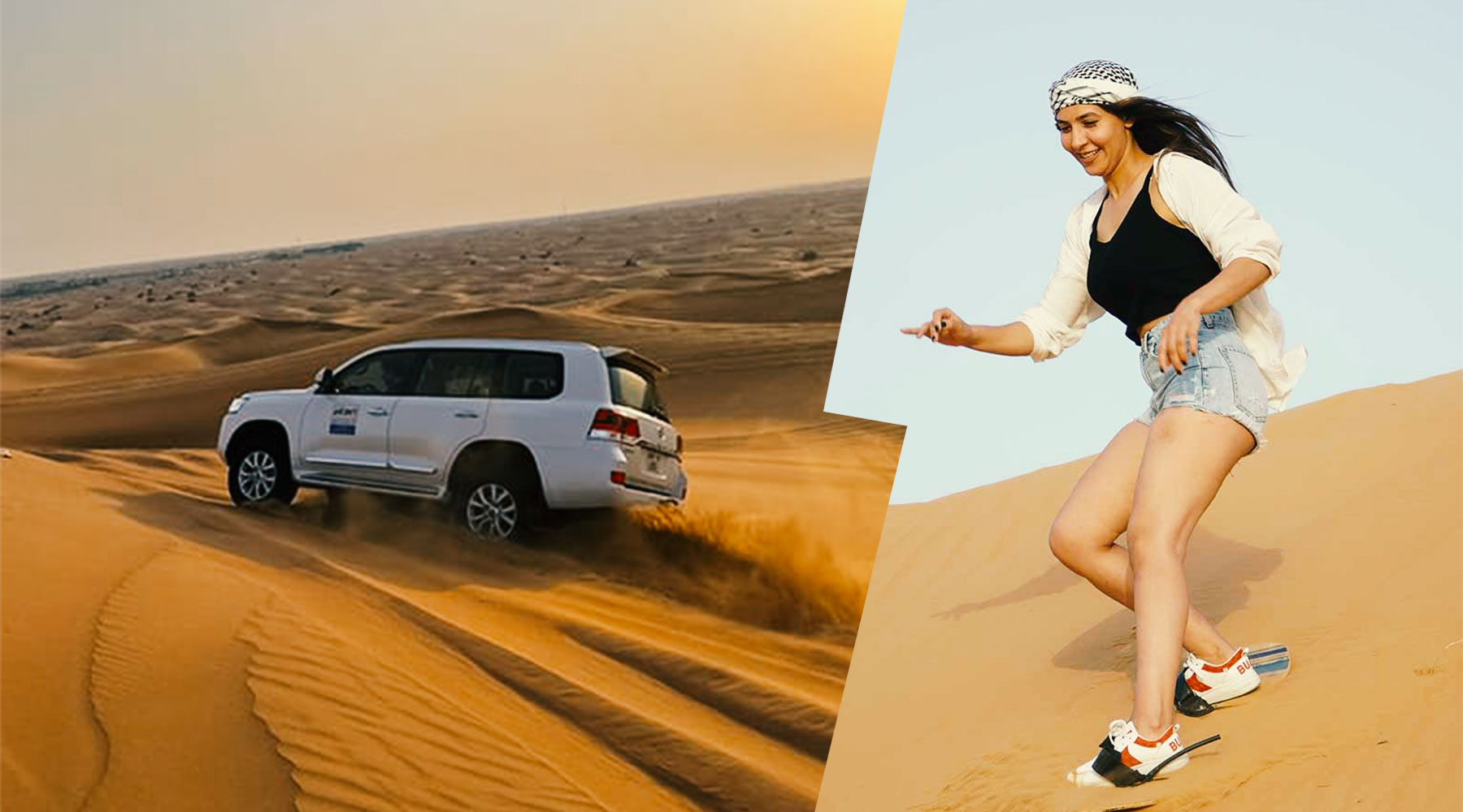 Desert Safari Dubai sunset with 4x4